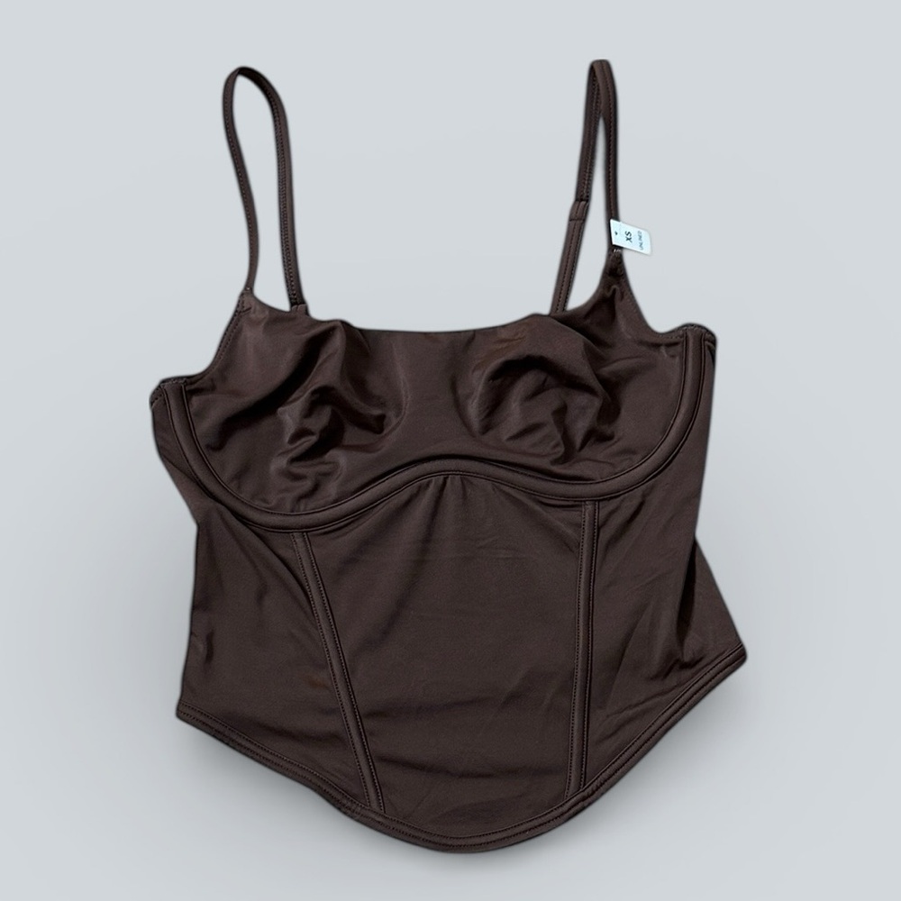 PINK Victoria’s Secret Ganache Nude Soft Stretch Corset Top | NWT - Picture 4 of 6